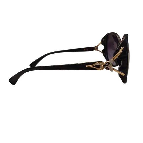 Fox Rhinestone Embellished Black Oversized Ombre Sunglasses w New  Leather Case - Picture 4 of 11